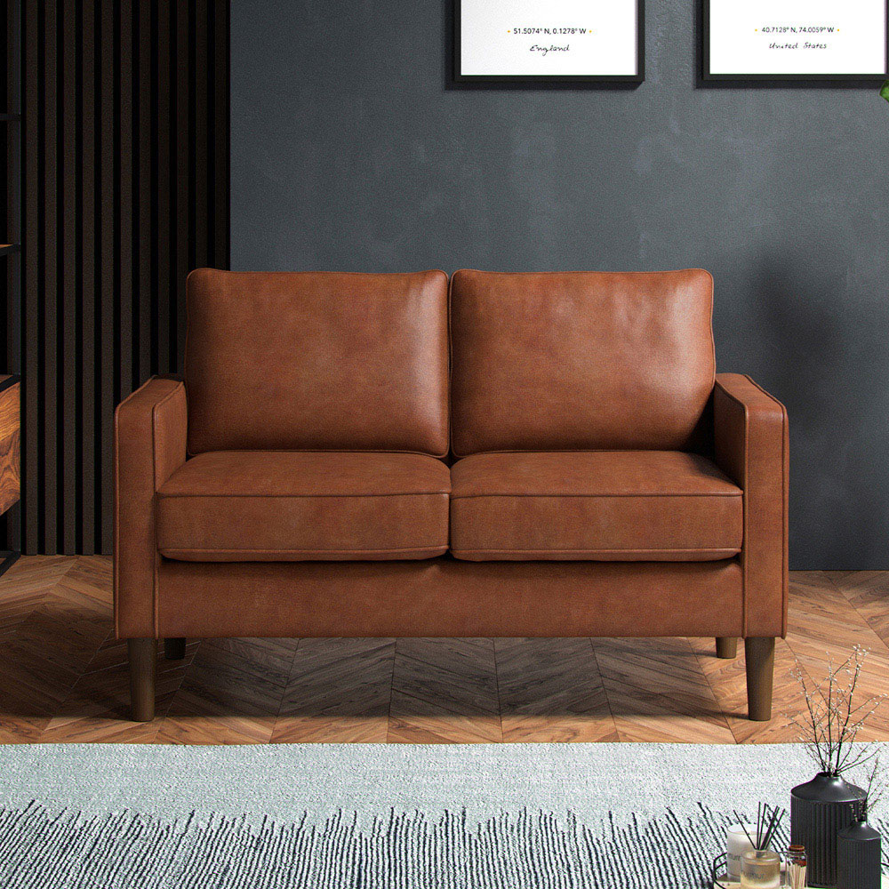 Bexhill 6 Seater Tan Faux Leather Sofa Suite Image 7
