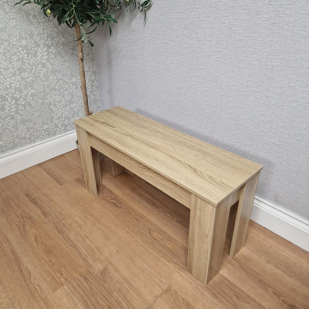 Kosy Koala 6 Seater Plastic Dining Bench Set Oak Effect and Grey Image 3
