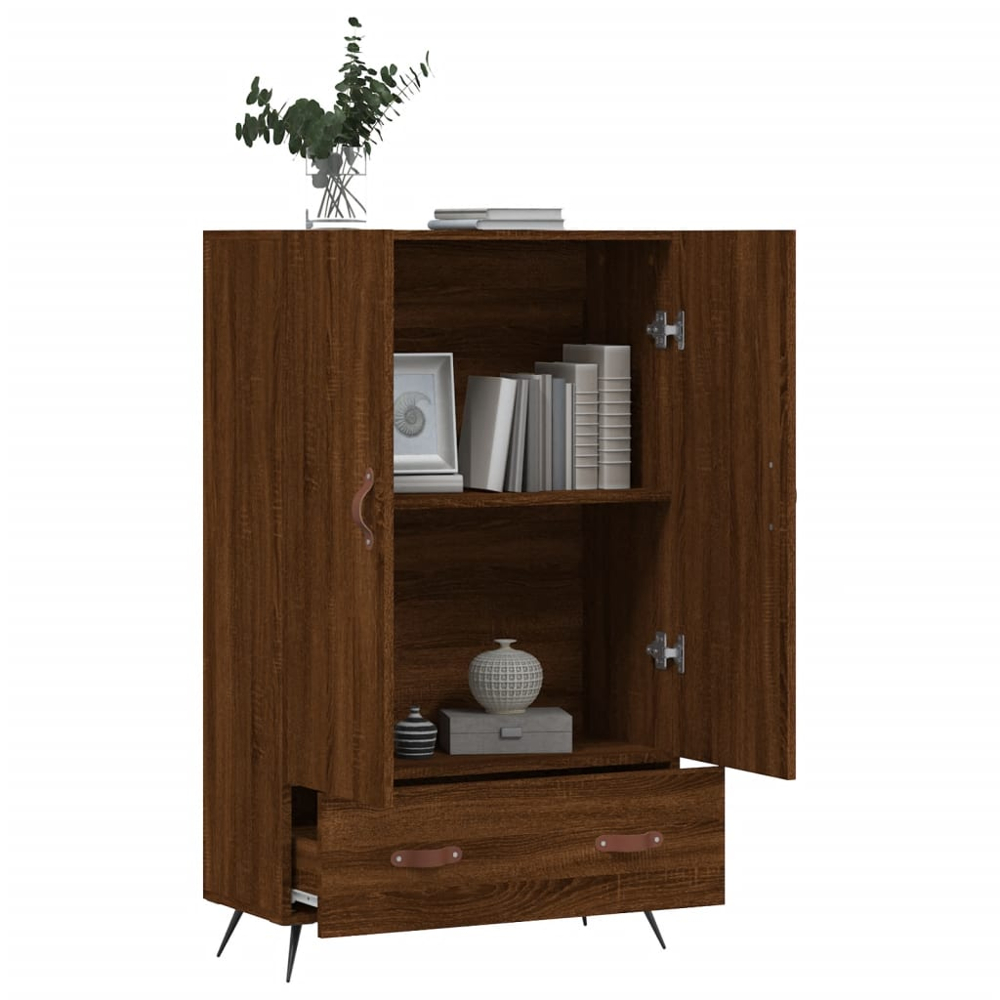 vidaXL 2 Door Single Drawer Brown Oak Highboard Image 3