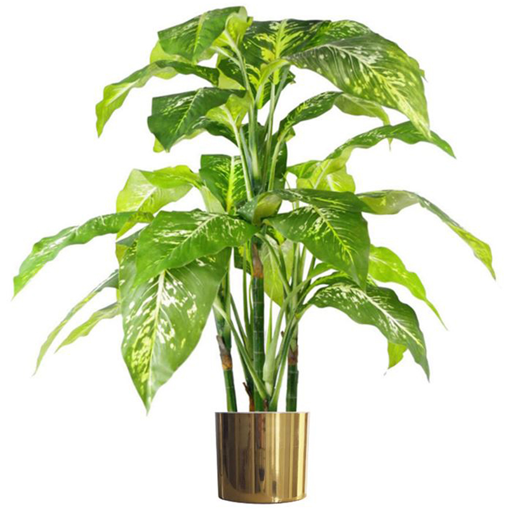 Leaf Artificial Aglaonema Tree in Gold Planter 3.2ft Image 1