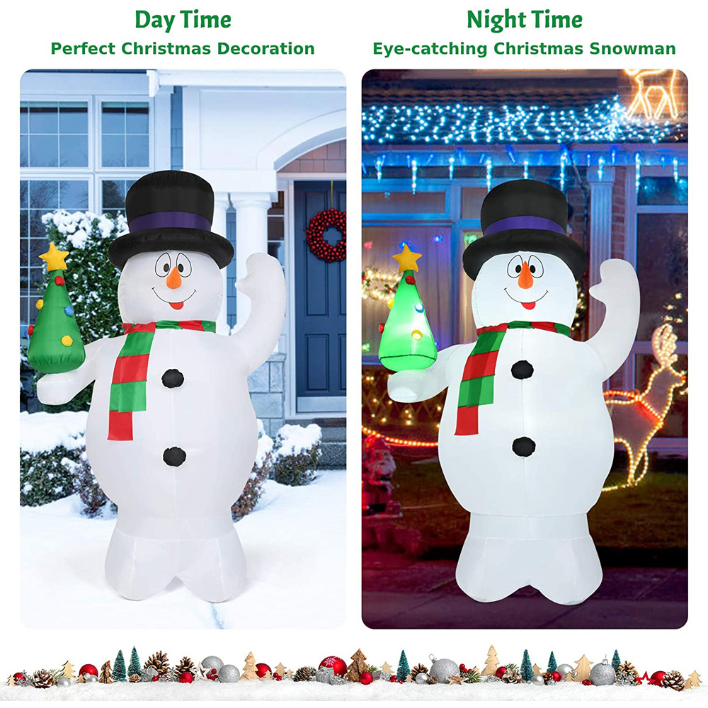 Costway Snowman LED Inflatable Outdoor Christmas Decoration 7.9ft Image 7