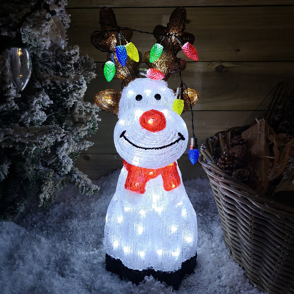Samuel Alexander Acrylic Sitting Reindeer LED Outdoor Christmas Decoration 50cm Image 1