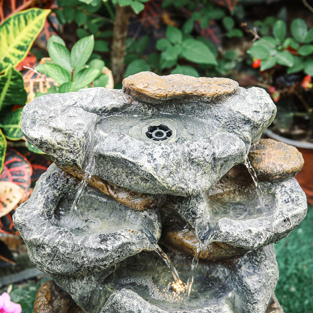 Living and Home Multi Tier Grey Rockery Fountain Image 6