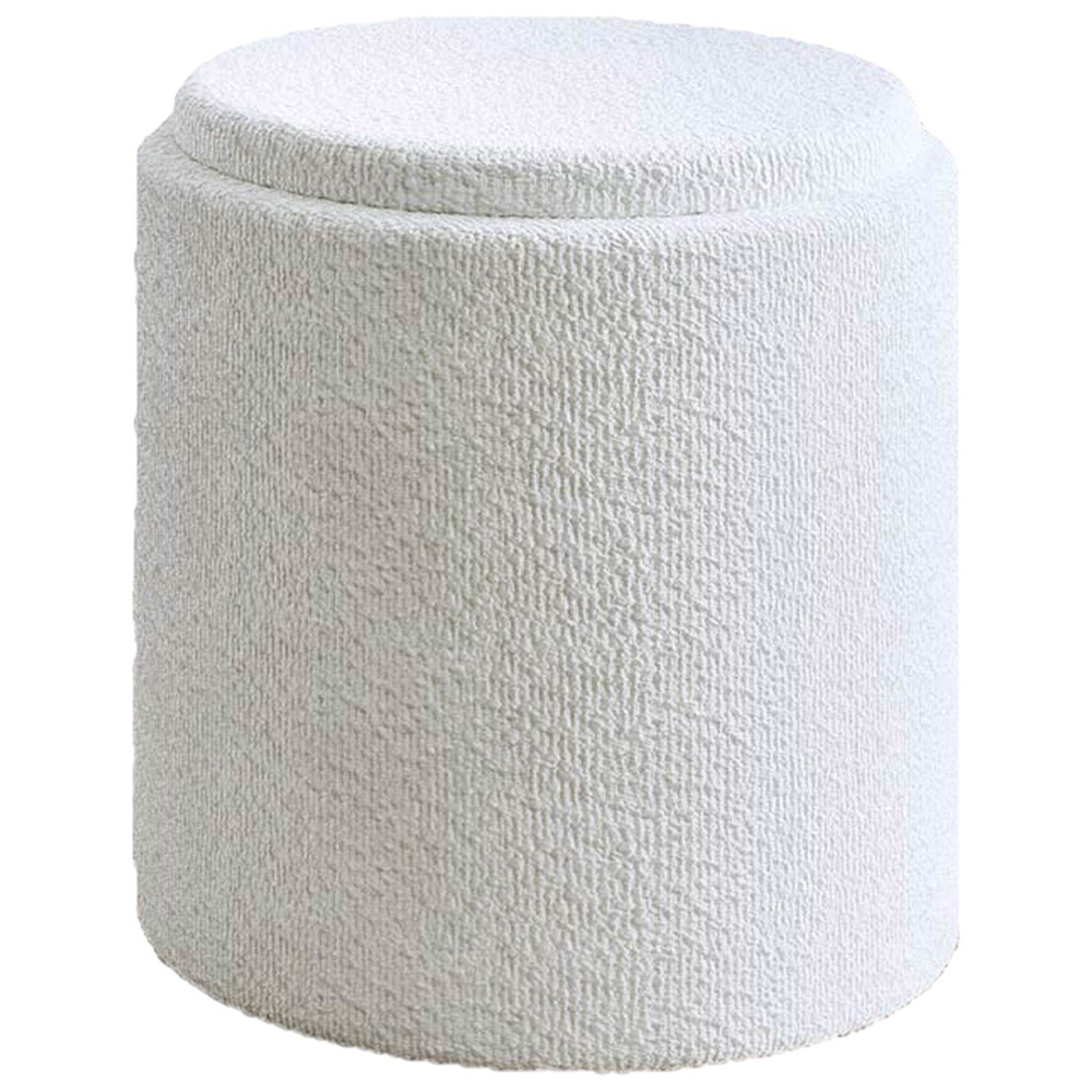 CARME Home Hailey Ivory Bouclé Storage Stool Image 2