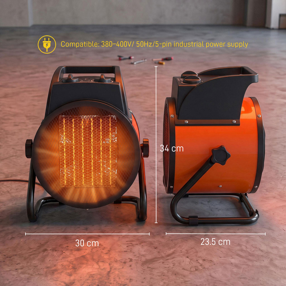 Outsunny Orange Tiltable Industrial Fan Heater with Adjustable Thermostat 17060BTU 5000W Image 6