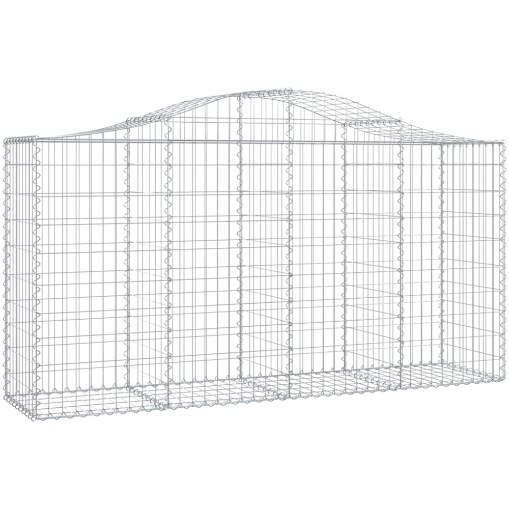 vidaXL Silver Galvanised Iron Arched Gabion Basket 200 x 50 x 100/120cm 12 Pack Image 1