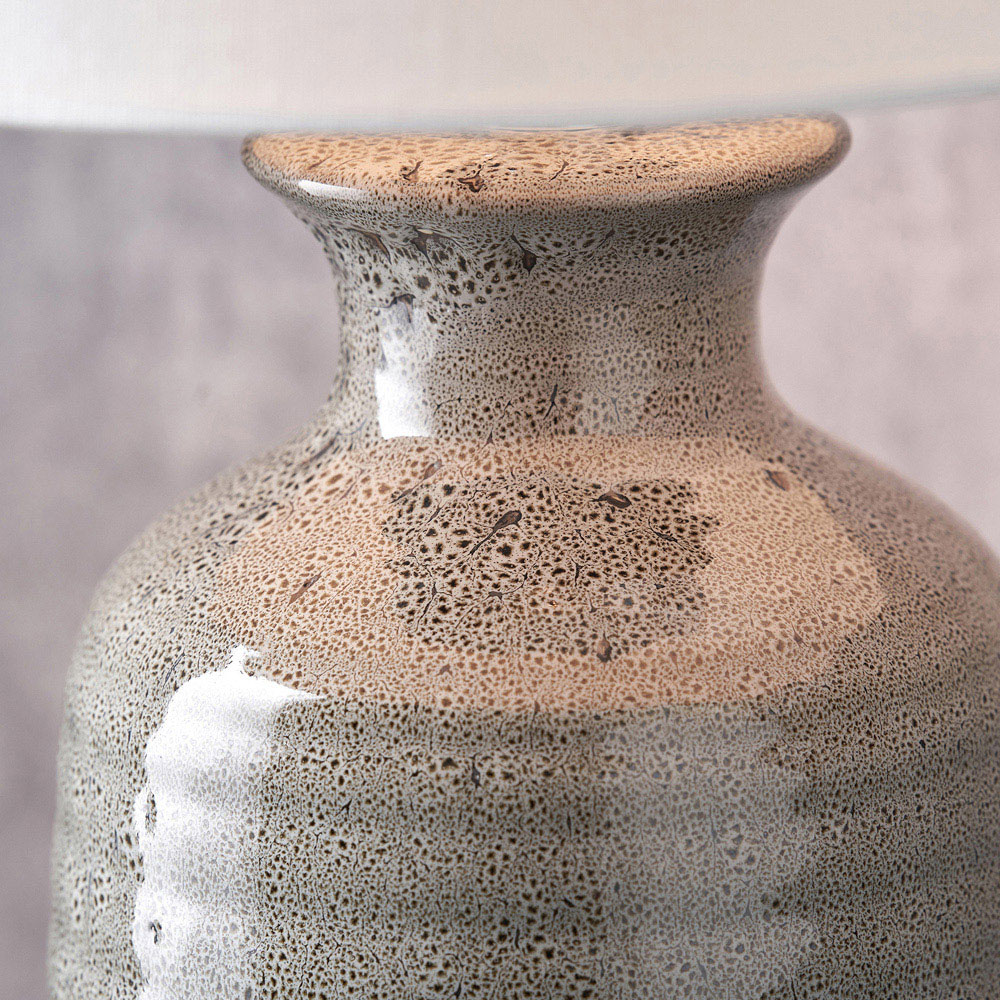 Pacific Lifestyle Helka White Fabric Shade Smokey Green Reactive Glaze Ceramic Table Lamp Image 4