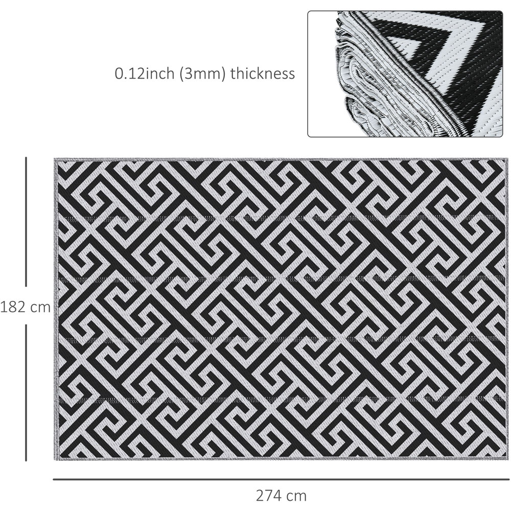 Outsunny Black and White Reversible Outdoor Rug 182 x 274cm Image 7