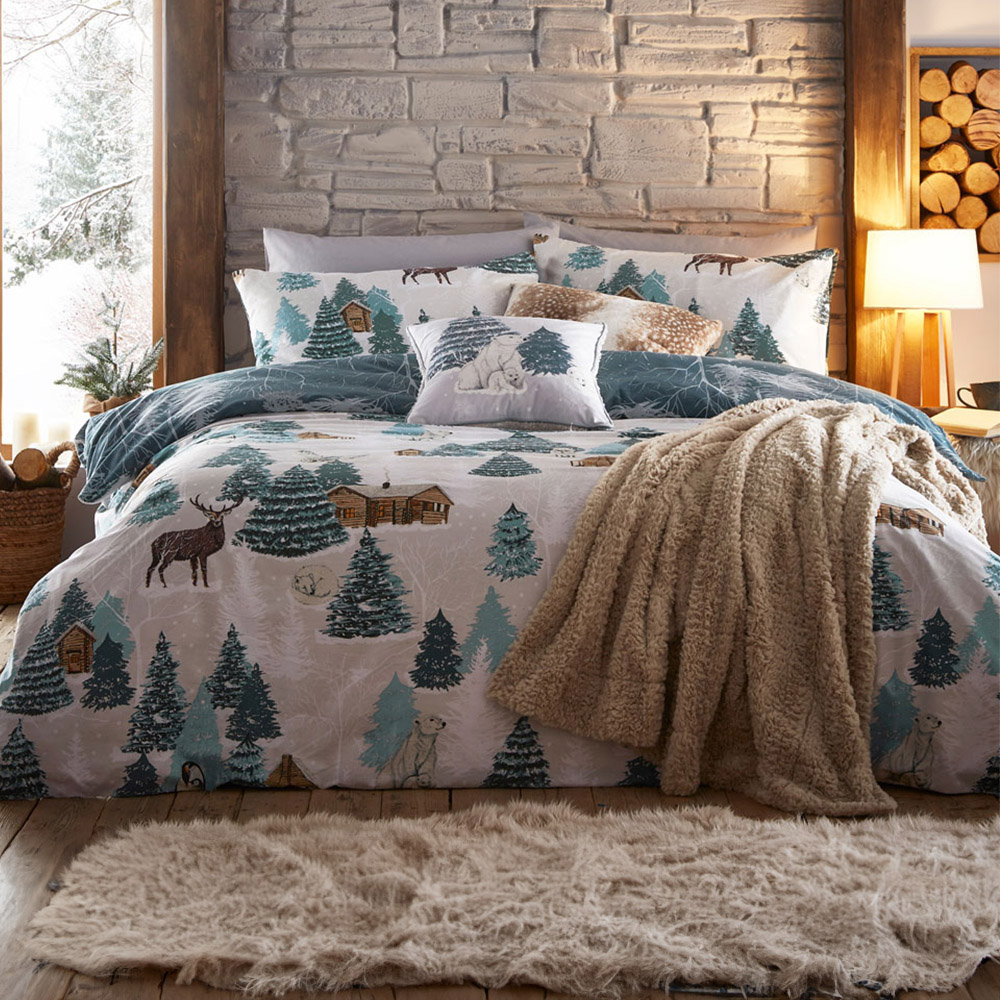 furn. Arcticus King Size Blue Arctic Animal Duvet Cover Set Image 1