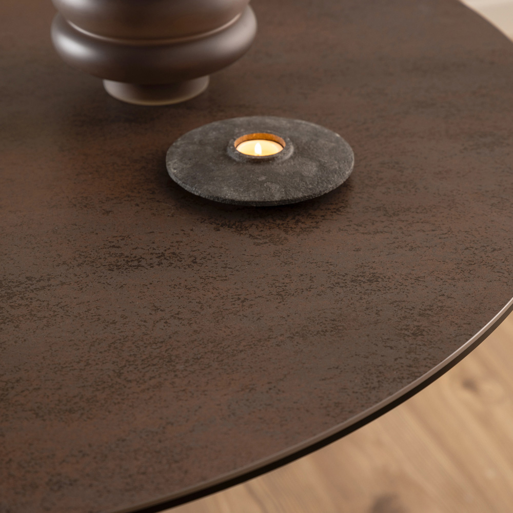 Florence Heaven Ceramic 4 Seater Round Dining Table Rusty Brown Image 5