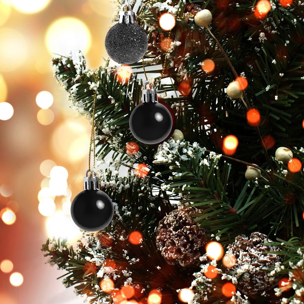 Shatchi Black Shatterproof Christmas Bauble 12 Pack Image 2