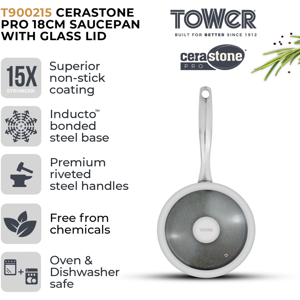 Tower 18cm Forged Aluminium Non-Stick Saucepan with Glass Lid Image 6
