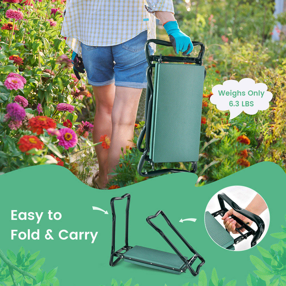 Costway 2-in-1 Folding Garden Kneeler and Seat with Tool Pouch Image 4