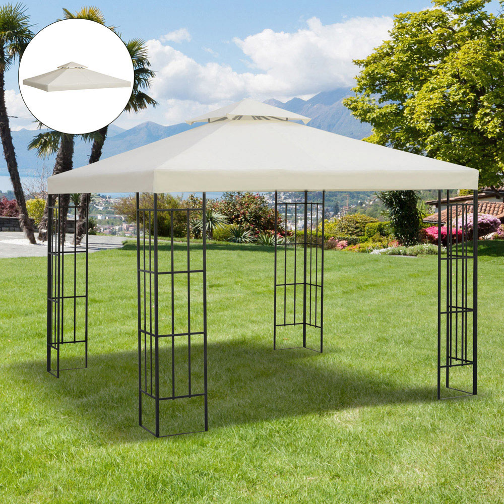 Outsunny 3 x 3m Cream White Gazebo Canopy Replacement Cover Image 1