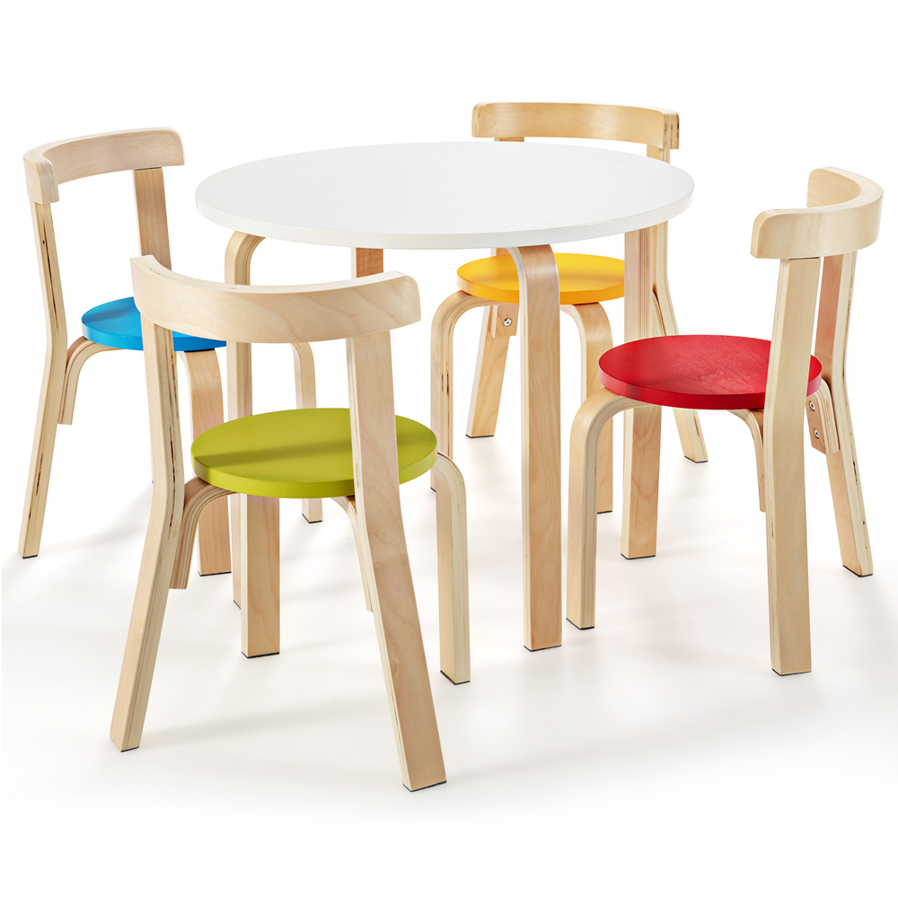 Costway 4 Seater Kids Multicolour Table and Chair Set Image 2