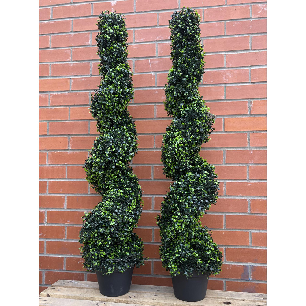 Leaf Natural Boxwood Spiral Topiary Artificial Tree in Pot 4ft Image 8