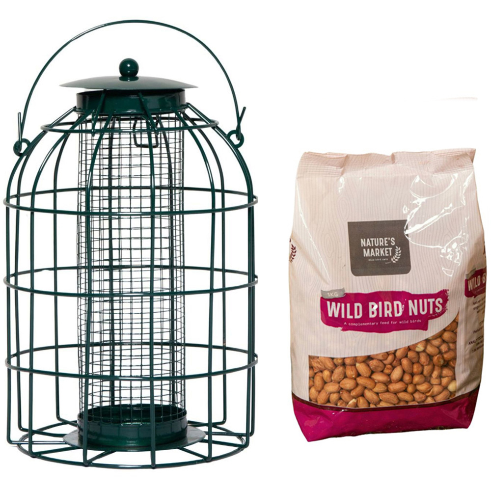 Samuel Alexander Squirrel Proof Metal Hanging Bird Nut Feeder with 1kg Nut Feed Image 1