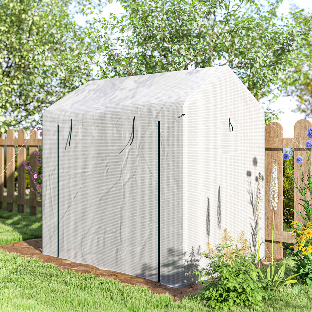 Outsunny White 6.5 x 4.5ft Walk-In Greenhouse with Mesh Windows Image 4