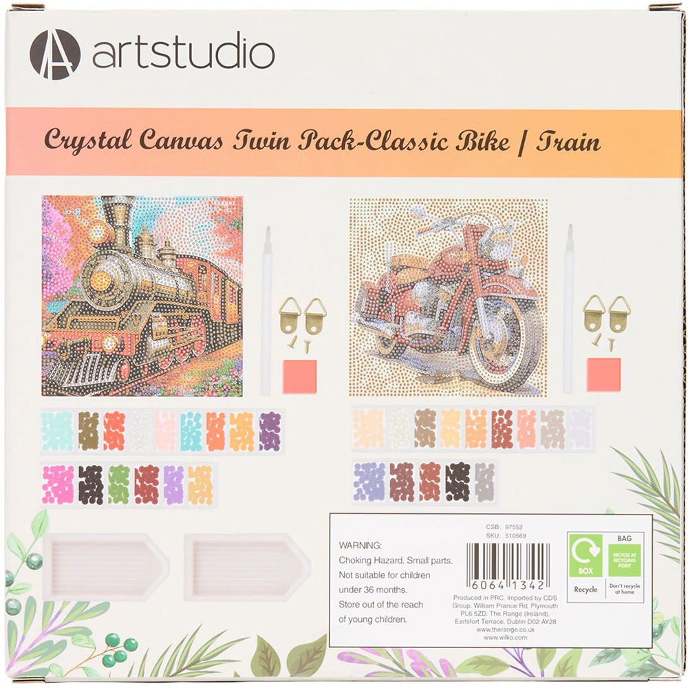 Pack of 2 Bike and Train Crystal Canvases Image 3