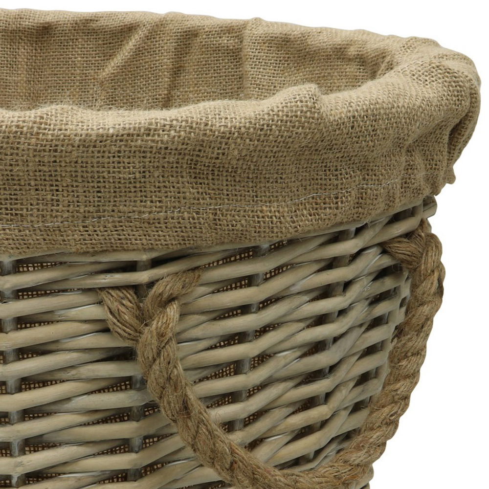 JVL Willow Antique Wash Log Basket with Rope Handles 46 x 37 x 52cm Image 5