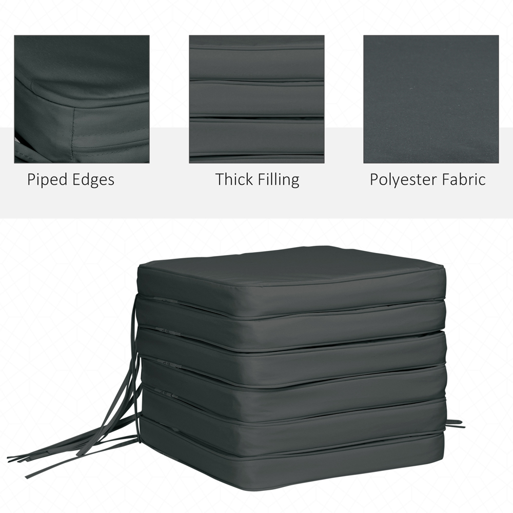 Outsunny Grey Dining Chair Seat Pad Cushion 42 x 42cm 6 Pack Image 4