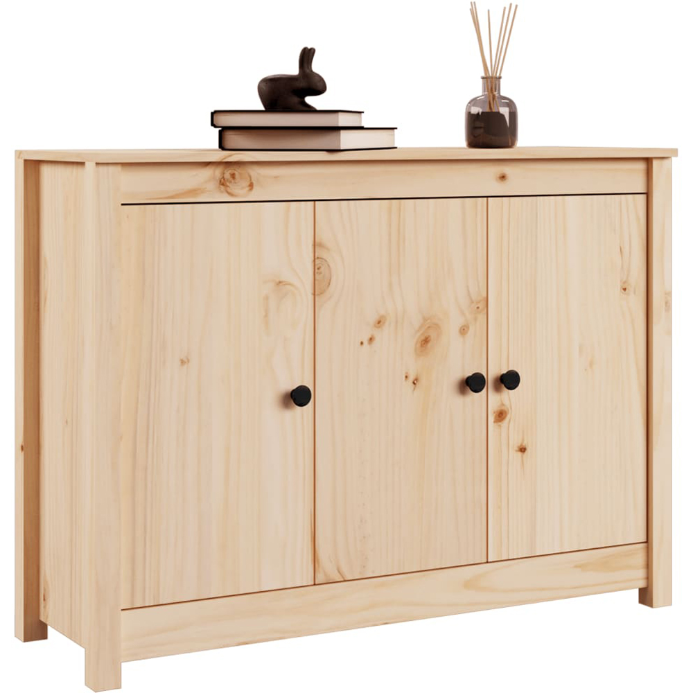 vidaXL 3 Door Natural Solid Pine Wood Sideboard Image 7