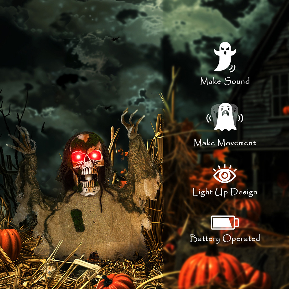 Outsunny Voice Activated Animatronics Skeleton Halloween Decoration Image 6