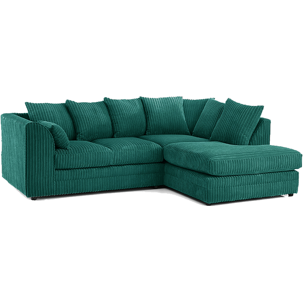Luxor 3 Seater Teal Jumbo Cord Right Hand Facing Corner Sofa Image 2