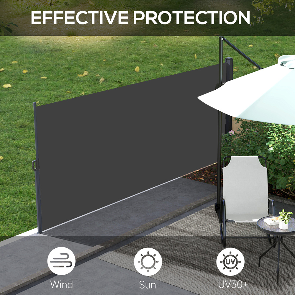 Outsunny Black Retractable Side Awning 4 x 1.6m Image 5