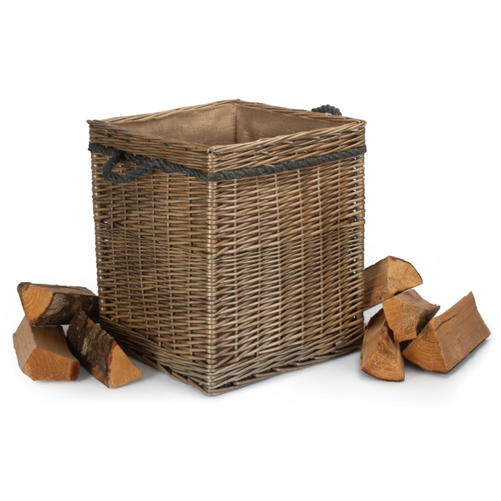 Red Hamper Square Medium Antique Wash Storage Log Basket Image 2