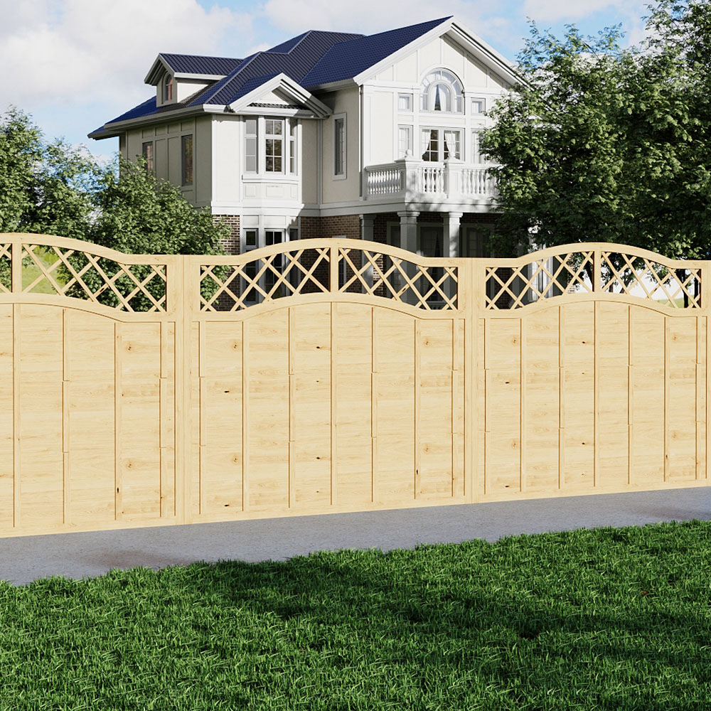 Living and Home Arched Lattice Top Wooden Garden Fence Panel 150 x 180cm Image 1