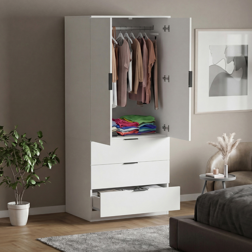 VIDA DESIGNS Trega 2 Door 3 Drawer White Wardrobe Image 4