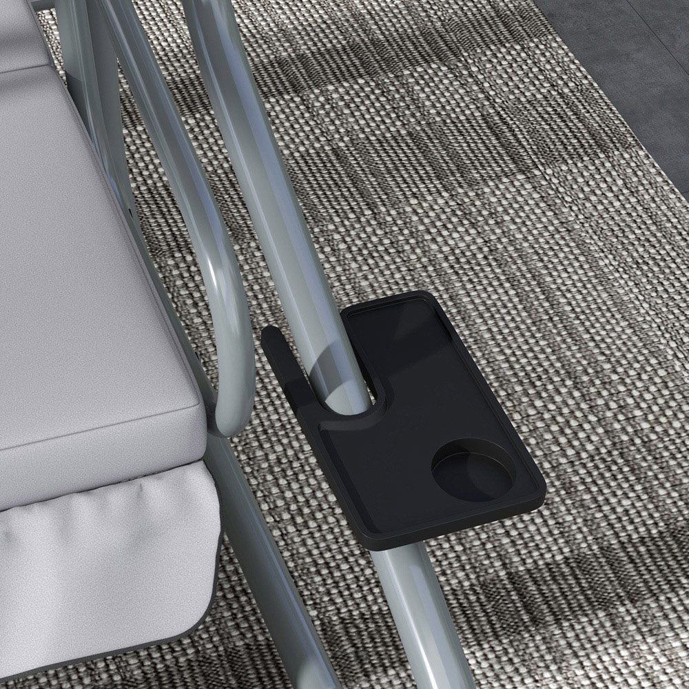 Outsunny 3 Seater Grey Garden Swing Chair with Adjustable Canopy Image 3