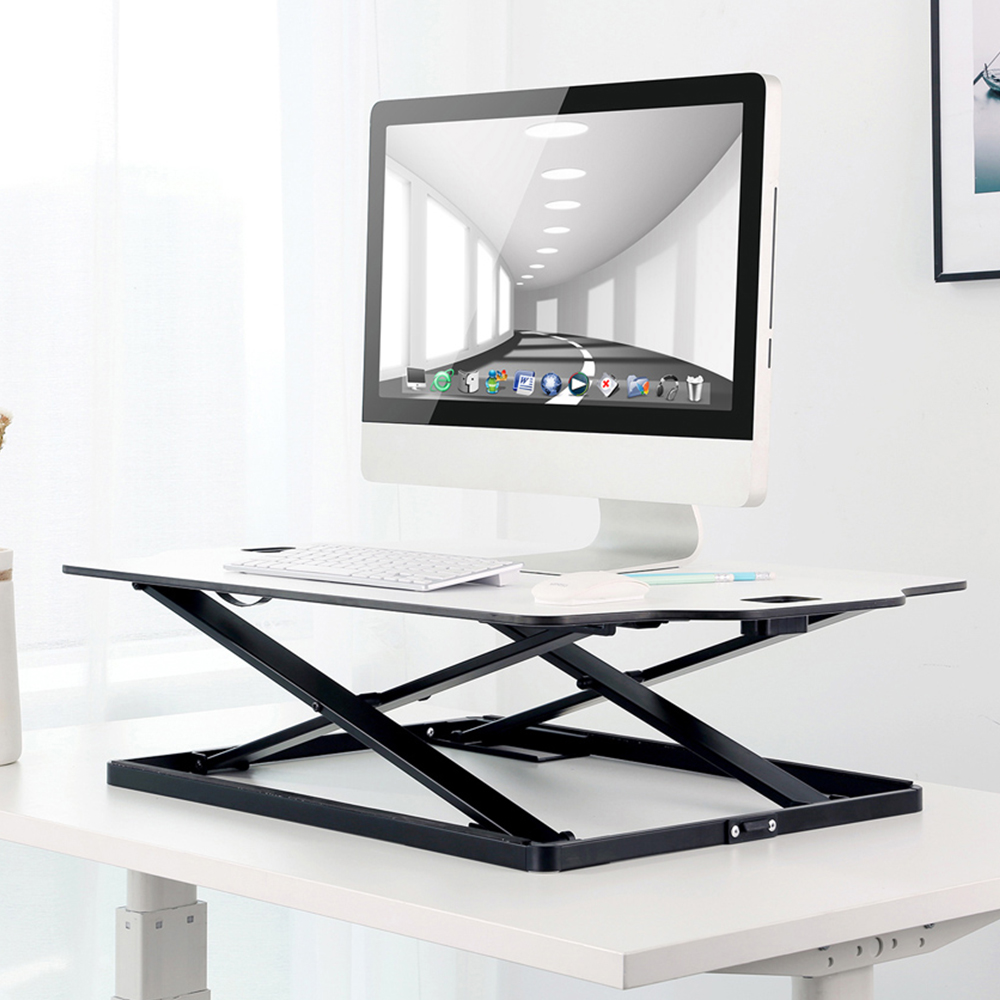 ProperAV Slim Profile Stand Up Workstation Desk White Image 1