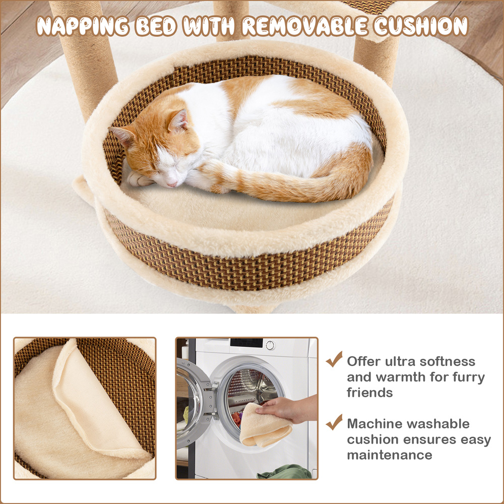 Costway Multi Level Cat Tree Tower with Scratching Posts 90cm Image 5