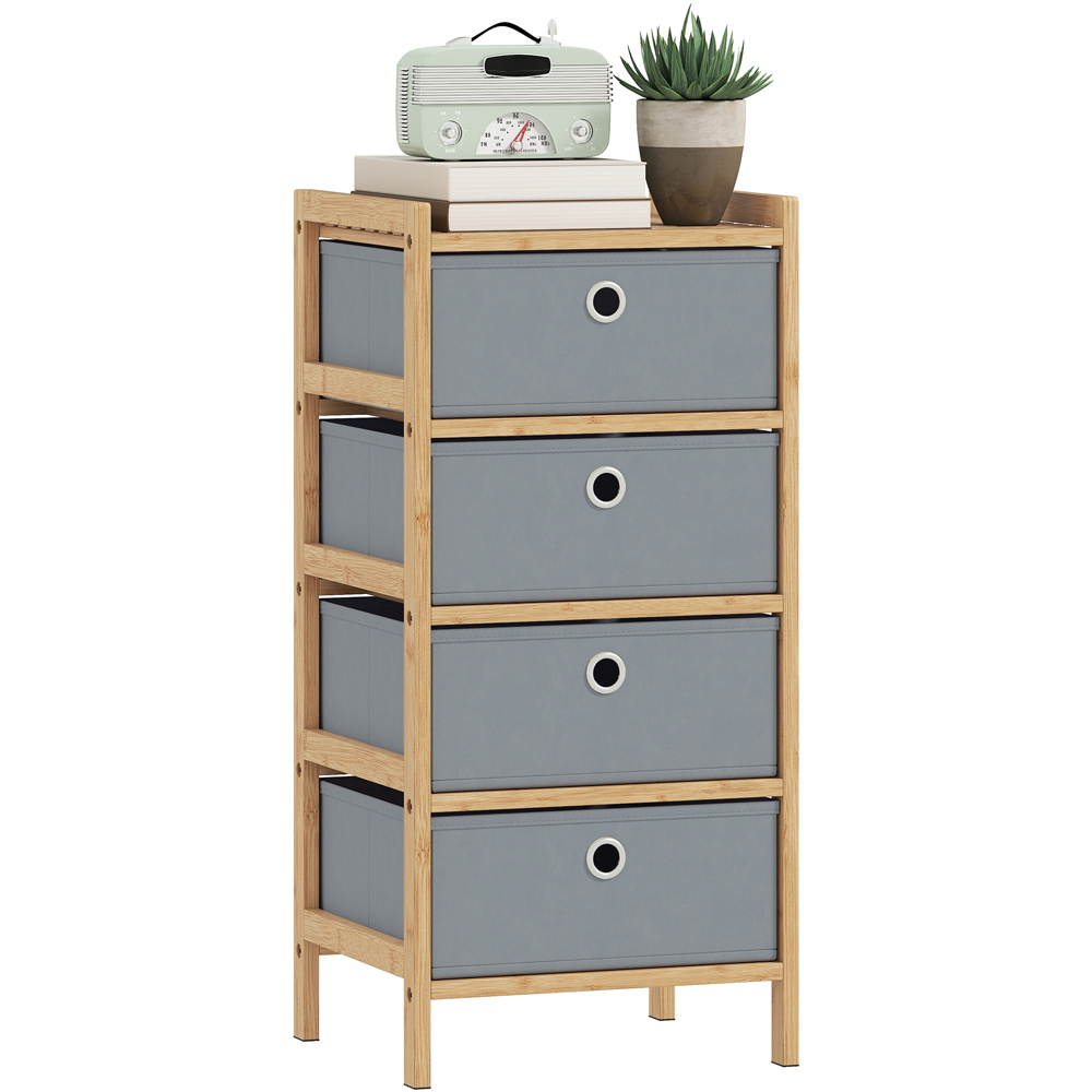 Portland 4 Fabric Drawer Light Grey Bamboo Frame Chest of Drawers Image 2