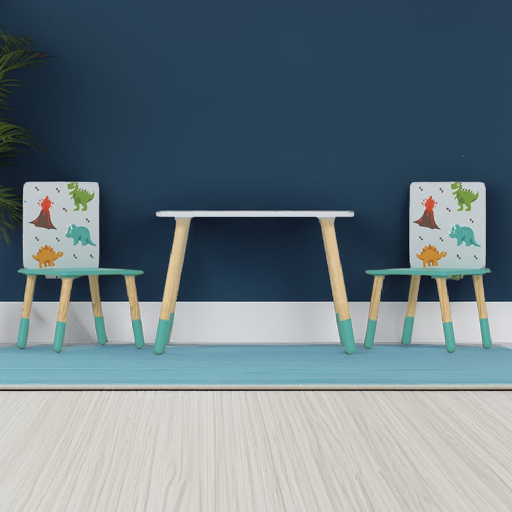 Kudl Kids 2 Seater Dino Pattern Table and Chair Set Image 1