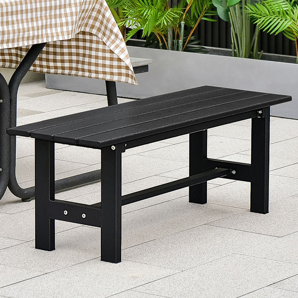 Costway 2 Seater Black Outdoor Bench with Slatted Seat Image 1