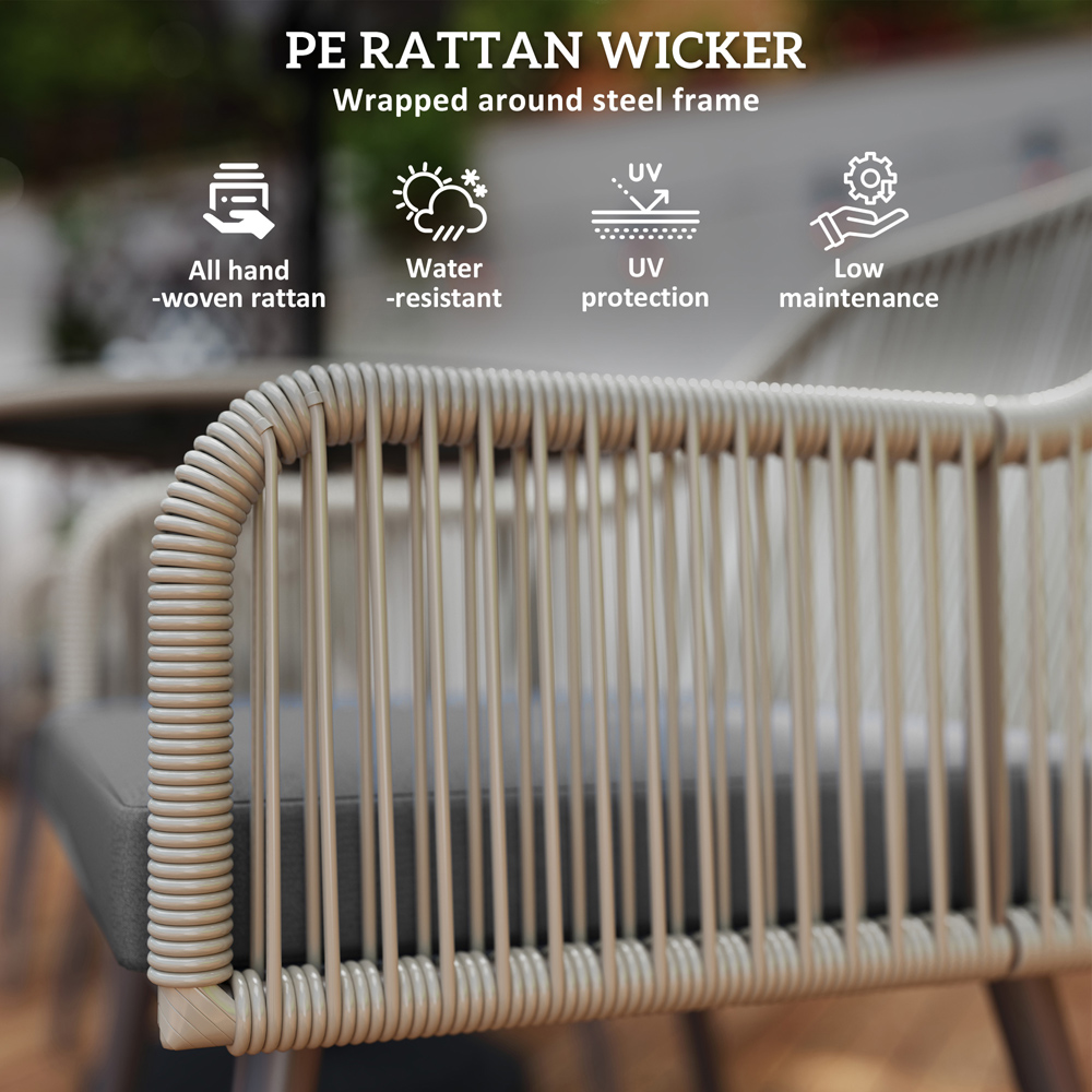 Outsunny 4 Seater Rattan Dining Set Light Brown Image 6