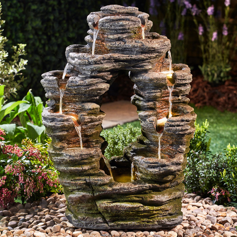 Garden Gear Serenity Double Sided Rock Cascade Water Feature Image 2