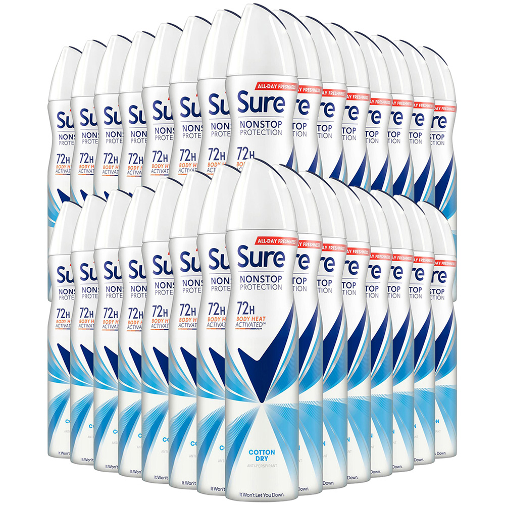 Sure Women Anti-Perspirant Cotton Dry Deodorant Spray 250ml 30 Pack Image 1