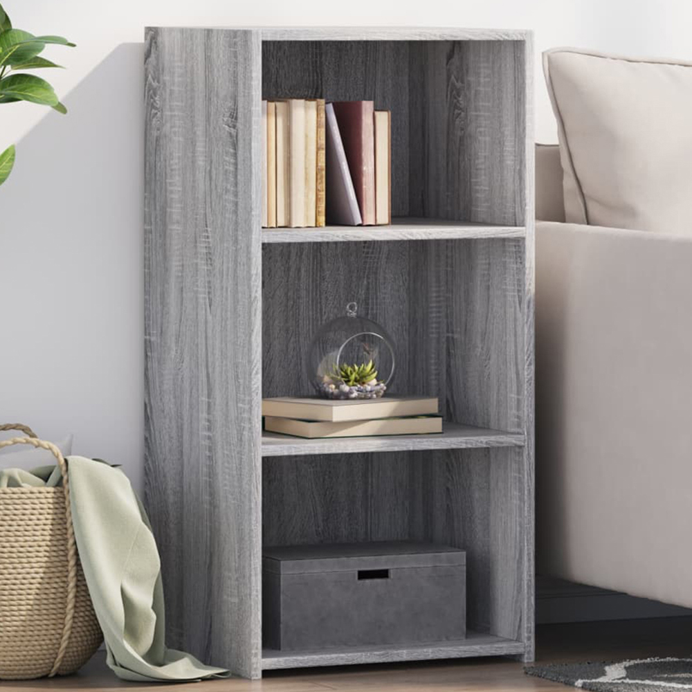 vidaXL 3 Shelf Grey Sonoma Wooden Sideboard Image 1