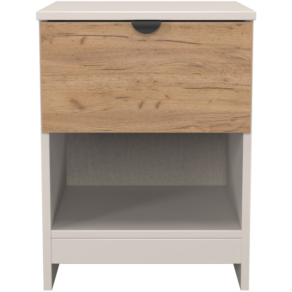 Crowndale Bora Single Drawer Single Shelf Gold Oak and Kashmir Bedside Cabinet Image 2