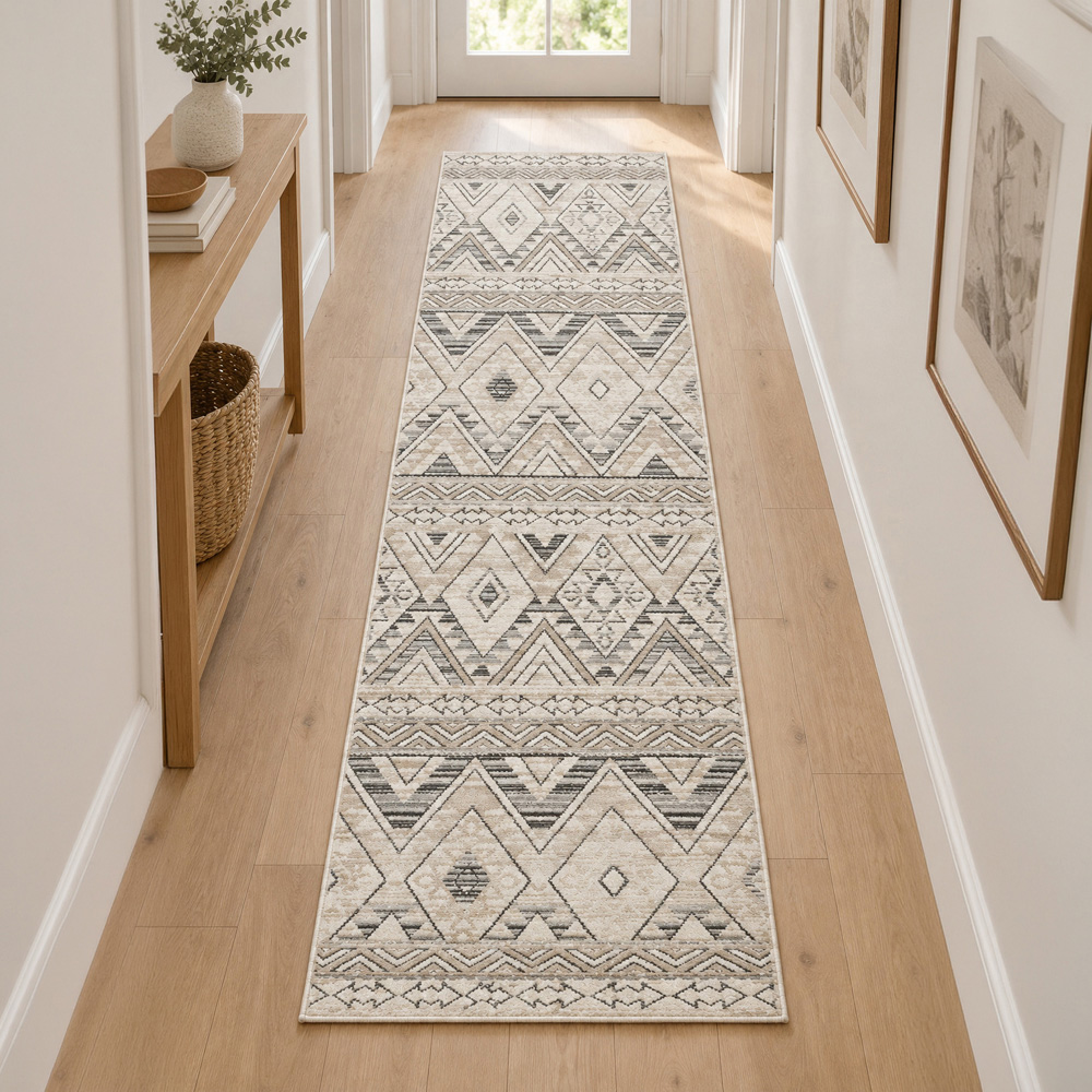 Portland Urco Omega Delta Cream Non Slip Rug 66 x 200cm Image 1