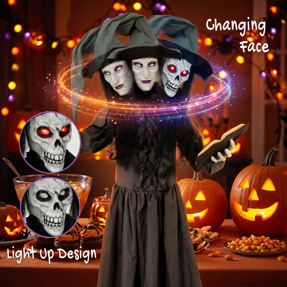 HOMCOM Light Up Life-Size Animated Witch Halloween Decoration 6ft Image 6