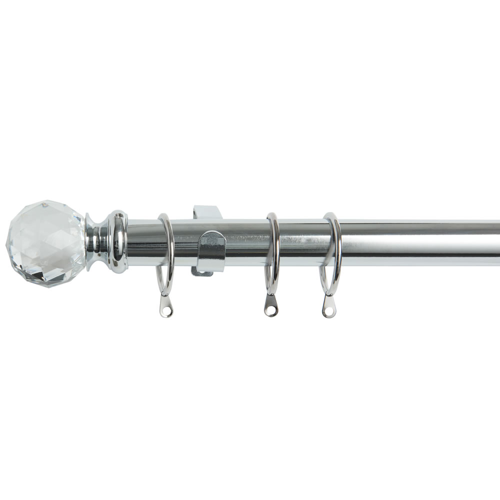 Wilko 170 - 300cm Extendable Glass Ball Chrome Curtain Pole Image 1