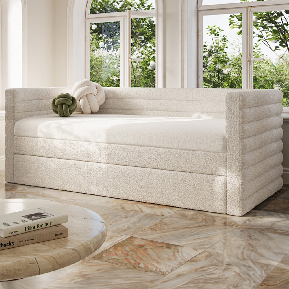 Flair Yuma Single Cream Boucle Guest Bed Image 1
