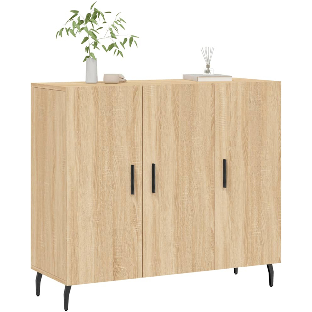 vidaXL 3 Door Sonoma Oak Sideboard with Metal Legs Image 3