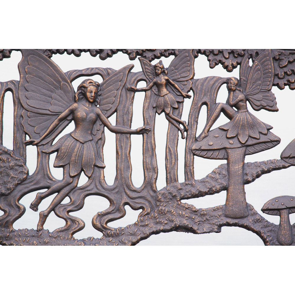 Gardeco 2 Seater Fairy Motif Black and Bronze Patina Steel framed Cast Iron Bench Image 3