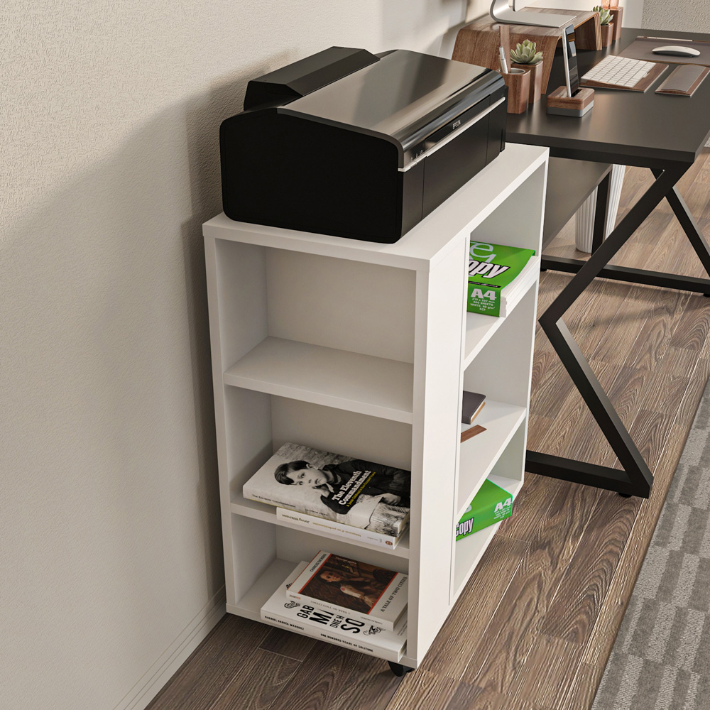 Decorotika Roza 6 Shelf Mobile Printer Desk Stand with Wheels Image 4